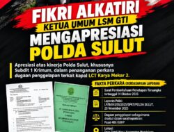 GTI Apresiasi Kinerja Ditreskrimum Polda Sulut, PENETAPAN TERSANGKA KASUS KAPAL LCT KARYA MEKAR 2 Dan Mendesak Periksa Juga Inisial RS Diduga sebagai Otak Penggelapan!!