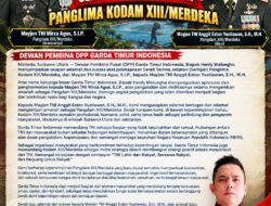 Dewan Pembina DPP Garda Timur Indonesia Ucapan Selamat Dan Sukses Serah Terimah Jabatan Panglimah Kodam XIII/Merdeka